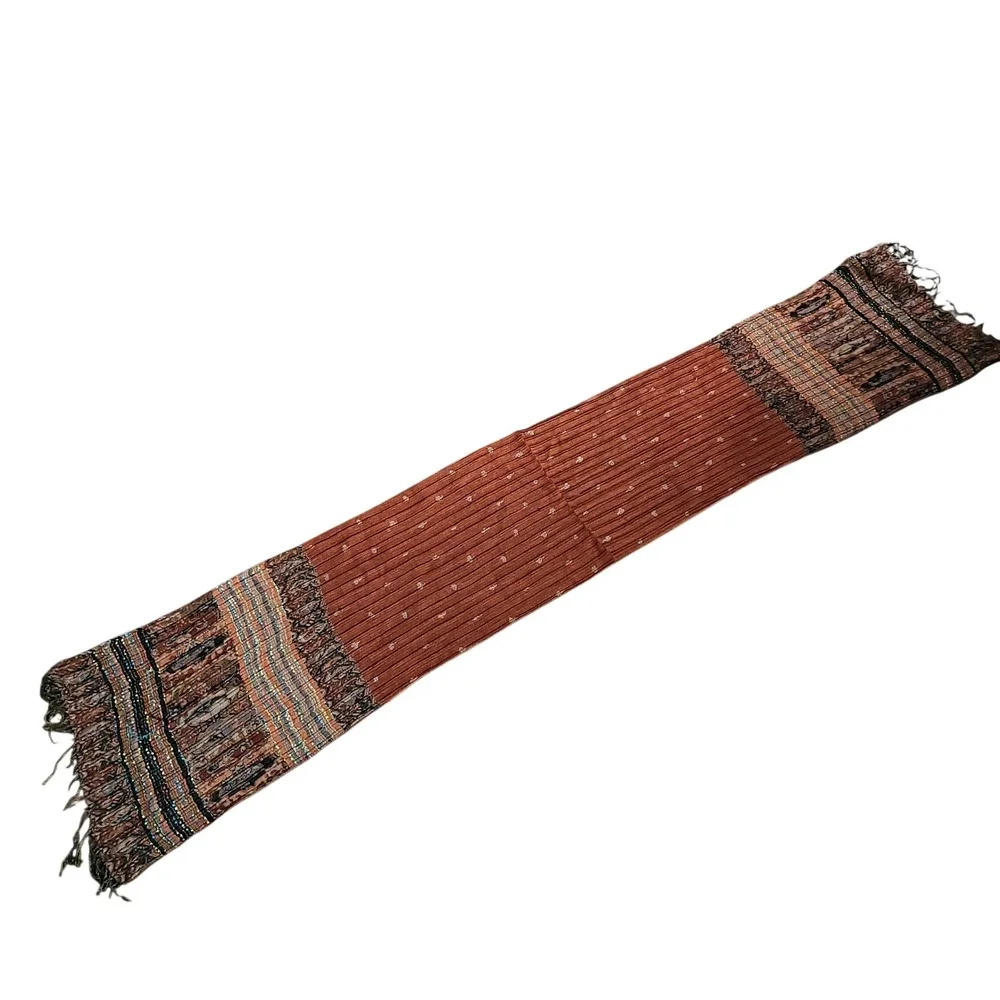 Bohemian Scarf Bundle Rust Orange Pleated Woven & Purple Butterfly Wrap Lot‎ 2pc